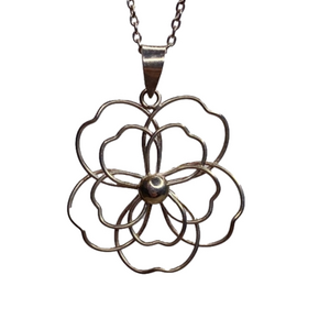 Sterling Silver Floral Wire Necklace and Earrings Set